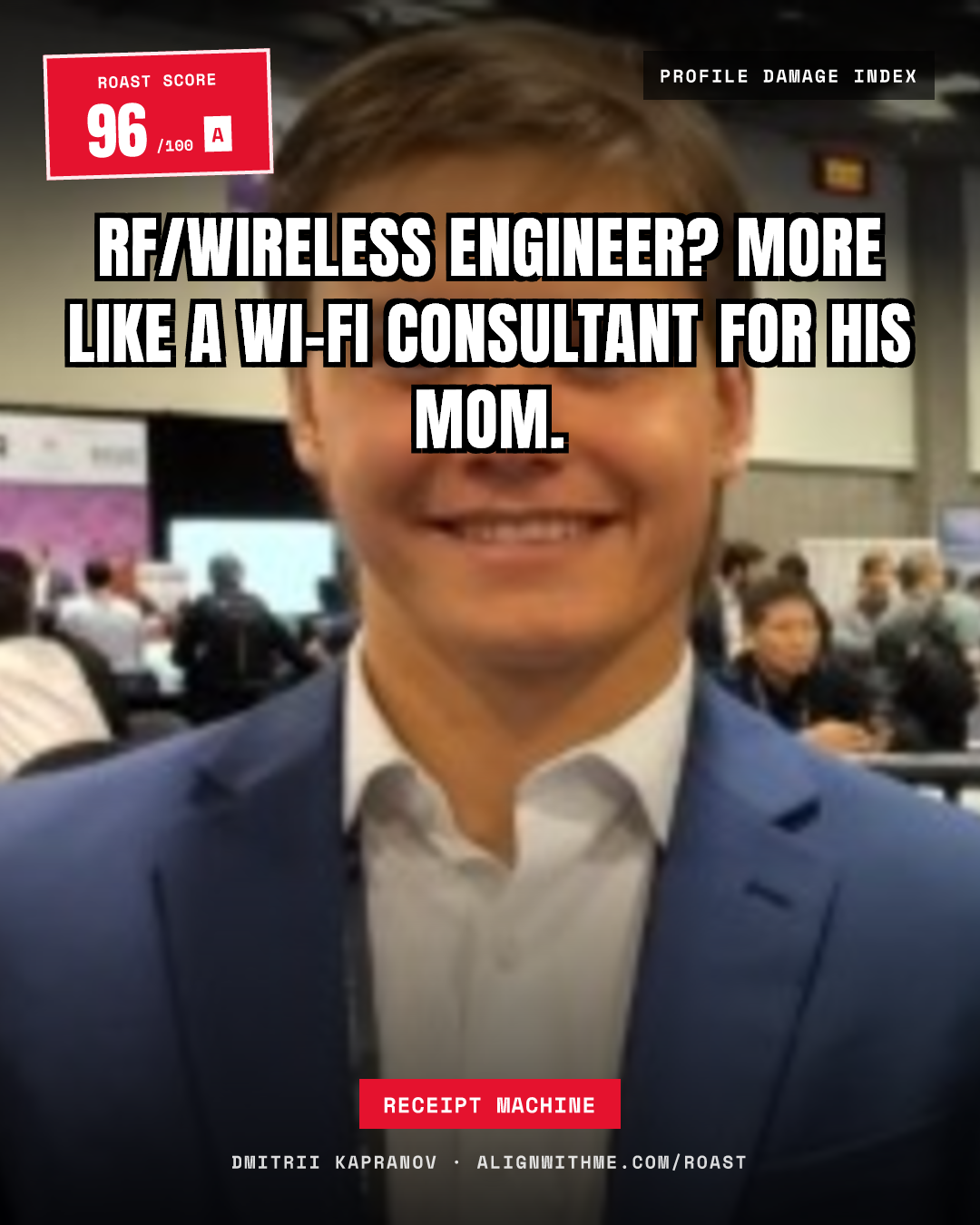 Dmitrii Kapranov's LinkedIn roast share card